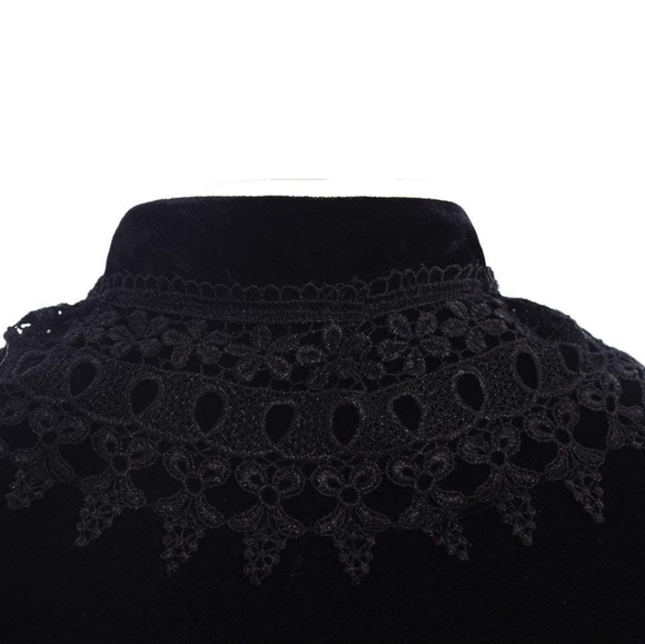 Velvet Cape Short Lace Shawl Lolita Cloak for Women Girls Dress - Picture 3 of 5